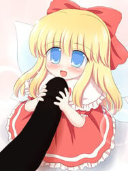 blonde_hair censored doll hourai_doll long_hair penis ribbon ribbons ry solo touhou wings