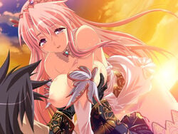 blood breast_grab breasts censored clockup defloration deflowering female_virgin game_cg happy_sex huge_breasts imanaka_koutarou long_hair nipples pink_hair rinjoku_no_shiro_kairai_no_ou sex skirt skirt_lift smile tears theresia_von_rosenberg thighhighs vaginal_blood vaginal_penetration virgin virginal_blood