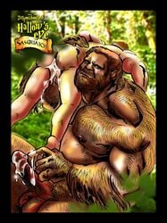 after_sex cum cum_on_penis dchooi duo human male mammal penis sasquatch size_difference tagme yaoi