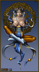 artistic bare_chest breasts busty candra capcom chun-li female female_only hands_on_breasts human nipples partially_clothed straight_hair street_fighter