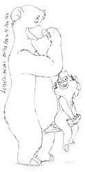 age_difference anthro asthexiancal baloo bear cub disney female fur furry male mammal molly_cunningham monochrome penis straight tagme talespin