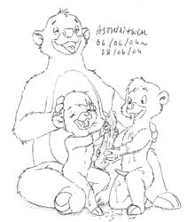 anthro asthexiancal baloo bear cub disney female fur furry furry_only kit_cloudkicker male mammal molly_cunningham monochrome penis straight talespin yaoi