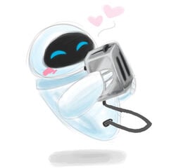 1girls blush disney eve_(wall-e) female female_only happy heart innuendo pixar robot rough_sketch sex_toy solo toaster wall-e what white_background