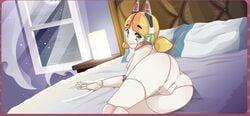 1girls accurate_art_style bed bedroom crush_crush female female_focus female_only game_cg gynoid looking_at_viewer night nude odango_(crush_crush) pussy robot robot_girl sad_panda_studios window