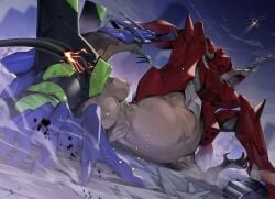 battle belly belly_button big_belly breasts cable centaur combat cyborg cyborg_girl d drill eva_01 evangelion_(mecha) exposed_breasts exposed_nipple exposed_nipples female fighting giant giantess helicopter mech mecha mecha_focus mecha_girl nail nails natural_breasts neon_genesis_evangelion neopn_genesis_evangelion nipples patlabor quadruped robot visible_nipples visible_ribcage visible_ribs
