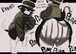 1boy anthro ass ass_clapping balls big_ass bottomless bottomless_male bubble_butt clapping_cheeks clothing dialogue fat_ass feline femboy furry furry_only hat huge_ass jacket kannie_(tabs_huoo) large_ass looking_at_viewer looking_back male male_only original png rippling_ass shortstack solo tabs_huoo tail talking_to_viewer text thick_ass thick_thighs twerking wide_hips