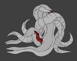 4_arms animal_genitalia bodily_fluids cloaca colored colored_cum cum eyeless fleshy full-length_portrait genital_fluids genitals hi_res horror_(theme) humanoid knot knotted_penis male monster multi_arm multi_limb penis portrait presenting presenting_penis red_cum red_penis ridged_penis seam_(sewing) sitting solo spines split_jaw teeth tentacle toracanix unusual_bodily_fluids unusual_cum unusual_genital_fluids white_body white_tentacles