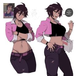 1girls breasts dispatch_(game) english_text female female_focus female_only invisigal large_breasts looking_at_viewer masoq095 midriff solo text thick_thighs thighs white_background wide_hips
