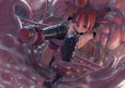 1girls animated bad_end beanis black_panties breasts clothing digestion disgaea etna female implied_snuff long_hair no_sound open_mouth panties panties_aside red_eyes red_hair restrained small_breasts spread_legs tail tentacle tentacle_pit thighhighs vore video wings