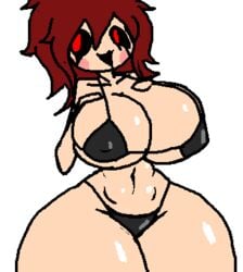 black_sclera chara female_only hands_on_breasts huge_ass huge_breasts huge_thighs red_pupils the_absolute thick_thighs undertale video_game video_games