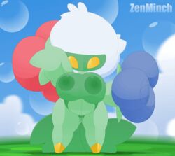 1girls 2019 animated anthro anthrofied ass big_areola big_breasts big_nipples breasts butt_from_the_front chubby clothing dark_nipples female flower green_body green_skin hi_res huge_ass huge_breasts humanoid looking_at_viewer nintendo outside overweight overweight_female plant pokémon_(species) pokemon pokemon_dppt pussy roserade shortstack solo text tzokatli video_games watermark wide_hips zenminch