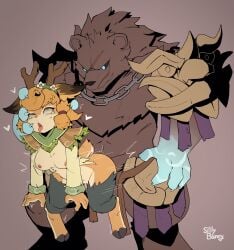 4_fingers absurd_res ambiguous_penetration anthro anthro_on_anthro anthro_penetrated anthro_penetrating anthro_penetrating_anthro antlers balls bear bouncing_breasts breasts brown_balls claws clothing dangling dangling_arms dangling_legs deer duo eye_roll facial_scar female female_penetrated female_raped fingers forced genitals gunfire_reborn head_grab held_by_head hi_res hooves horn looking_down looking_pleasured male male/female male_penetrating male_penetrating_female mammal nipples open_mouth penetration penile penile_penetration penis pink_penis pole_monarch_(gunfire_reborn) pose pussy rape scar sex sillybunny9623 size_difference smaller_female smaller_penetrated teeth tongue tongue_out torn_clothing twitching vulva yoyo_(gunfire_reborn)