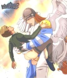 2boys anal anal_penetration anal_sex angemon animated asian asian_male brown_hair cock_ring digimon digimon_(species) digimon_adventure_tri. erection eyes_closed feathered_wings gay helmet huge_cock human impossible_fit long_hair male male_only maoh_king older_man_and_younger_boy pleasure_face red_hair suspended_congress takeru_takaishi thrusting_into_ass veiny_penis yaoi