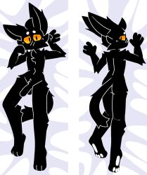 animated anthro bed_sheet bedding bingo_(fringession) blush dakimakura dakimakura_design domestic_cat felid feline felis fluffy fluffy_tail fringession genitals hi_res lying male male_only mammal nude on_back on_front penis shy solo tail