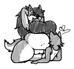 2025 anthro anthro_on_anthro arms_behind_head big_breasts black_and_white bra breasts canid canine canis chip_at_night clothed clothed_sex dog fat female furry furry_only heart heart_symbol humanoid_genitalia humanoid_penis humanoid_pussy humanoid_vagina long_hair matcha_(cringebird) melon_(cringebird) monochrome nonbinary otter overweight overweight_anthro overweight_female penis pixel_art pussy riding riding_penis river_otter sports_bra tagme vagina vaginal_insertion vaginal_penetration vaginal_sex