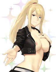 big_breasts breasts female female_protagonist j@ck jacket large_breasts looking_at_viewer metroid nintendo samus_aran