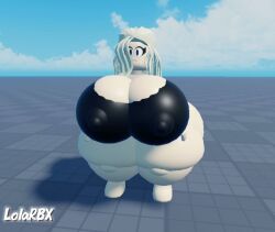:3 animated areolae blonde_hair body_inflation bodysuit curvy cute expansion female hyper hyper_ass hyper_belly hyper_breasts inflation moaning nipples roblox solo sound sound_effects tagme thick_thighs torn_clothes video