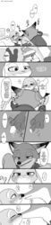 ... anthro anthro_on_anthro black_and_white blush bodily_fluids canid canine clothed clothed_sex clothing comic cunnilingus disney edit english_text female finger_fuck fingering fox greyscale hard_translated hi_res judy_hopps kissing lagomorph leporid licking looking_at_another male mammal meno monochrome nick_wilde oral pussy rabbit red_fox sex speech_bubble straight sweat sweatdrop text tongue tongue_out translated vaginal_penetration zootopia