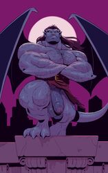 absurd_res balls clothing dirtyyeen disney full_moon gargoyle gargoyles goliath_(gargoyles) hi_res humanoid_penis loincloth looking_at_viewer male male_only moon muscular penis shoegaze. solo uncut wings