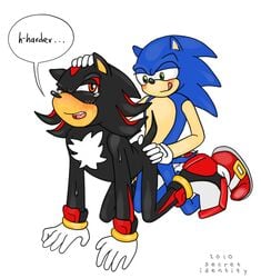 2010 anal black_hair black_hair_bottom blue_hair blue_hair_on_black_hair blue_hair_top blush clothing domination eulipotyphlan footwear gay gloves green_eyes handwear hedgehog light_hair_on_dark_hair male male/male mammal orange_eyes secretidentity shadow_the_hedgehog sonic_(series) sonic_the_hedgehog sonic_the_hedgehog_(series) yaoi