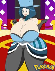 1girls alternate_breast_size battle_chatelaine big_ass big_breasts bouncing_breasts cleavage clothed curvy dress evelyn_(pokemon) hat huge_ass huge_breasts hyper hyper_breasts igphhangout large_ass large_breasts nintendo pokemon pokemon_xy shy thick_thighs thigh_gap wide_hips