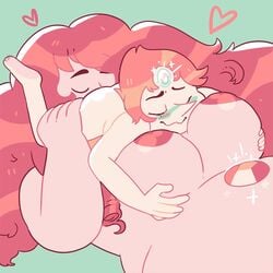 2girls ambiguous_oral breasts cocoachicken cunnilingus fat fat_woman female female_only large_breasts multiple_girls oral pearl_(steven_universe) rose_quartz_(steven_universe) size_difference steven_universe yuri