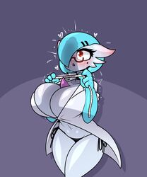 1girls alternate_color anthro anthrofied ass beauty_mark belly big_ass big_breasts big_eyes blue_skin blush breasts cleavage dr._voir eyelashes female female_only furry gardevoir glasses hair_ornament hair_over_one_eye heart huge_breasts kneeling labcoat large_breasts limebreaker male midriff navel nintendo open_mouth original_character penis penis_awe penis_shadow pokémon_(species) pokemon pokemon_(species) pokemon_rse purple_background red_glasses shadow shiny_pokemon short_hair solo standing sweat thick_thighs white_skin wide_hips