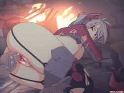 animated antenna_hair artist_name ass azur_lane bangs bleeding blood bottomless breasts cannon clitoris dark defloration deflowering erection eyebrows_visible_through_hair female female_virgin fire garter_straps grey_hair highres large_breasts large_penis long_hair long_sleeves looking_at_viewer lying nekololisama on_side open_mouth paid_reward patreon_reward penis prinz_eugen_(azur_lane) pussy rape sidelocks silver_hair solo_focus straight swept_bangs tentacle tentacle_sex thighhighs thighs torn_clothes turret two_side_up uncensored upper_teeth vaginal_blood vaginal_penetration veins veiny_penis virgin virginal_blood wide-eyed