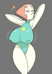 1girls arms_behind_head bodysuit breasts breasts_bigger_than_head daredemon7000 female_only gem_(species) huge_breasts hyper_breasts large_breasts leotard pearl_(steven_universe) skin_tight skin_tight_suit solo steven_universe