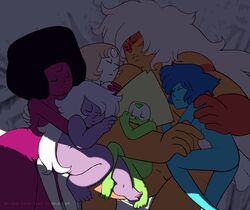 6girls accurate_art_style amethyst_(steven_universe) armpits ass barefoot bed big_ass big_breasts blonde_hair blue_hair blue_skin breasts cartoon_network casual casual_nudity chubby closed_eyes cuddle cuddle_pile cuddling feet female female_only garnet_(steven_universe) gem_(species) gem_fusion green_skin hug huge_ass huge_breasts jasper_(steven_universe) lapis_lazuli_(steven_universe) large_ass large_breasts larger_female long_hair molded_from_clay multiple_girls muscular muscular_female nude on_back on_side orange_skin pearl_(steven_universe) peridot_(steven_universe) pink_hair purple_hair purple_skin pussy red_skin short_hair shortstack sideboob size_difference sleeping small_breasts smaller_female steven_universe text thick_thighs toes url very_long_hair watermark wholesome wide_hips