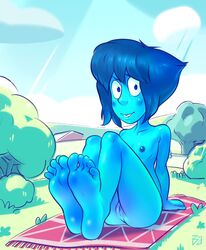 1girls badrainbow barefoot blue_skin feet feet_together female female_only flat_chest lapis_lazuli_(steven_universe) pov_feet pussy small_breasts soles solo steven_universe toes