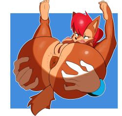anthro anus ass blue_eyes butt_focus chipmunk noinx_at_nite_(artist) pierced_nipples piercings red_hair sally_acorn sonic_(series) sonic_the_hedgehog_(archie) sonic_the_hedgehog_(comics) spread_anus spread_ass