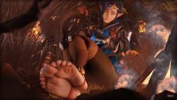 1girls 3d adventurer_tracer armor barefoot big_feet booots campfire circlet closed_eyes clothed clothed_female elf_ears feet fingerless_gloves foot_fetish foot_focus forehead_jewel gloves goddess leggings lena_oxton long_legs long_toes meaty_soles overwatch overwatch_2 pauldrons pointy_ears presenting_feet scar shoes_removed short_hair sidelocks smirk sneaky1snacks soles solo solo_female stirrup_legwear stirrups straps toeless_legwear toenails toes tracer vambraces vest wrinkled_feet wrinkled_soles wtsnacks1