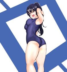 1female 1girl 1girls 2d :d armpits arms_behind_head arms_up ass bangs bare_legs bare_shoulders barefoot big_breasts black_hair blue_background blue_hair blue_one-piece_swimsuit blue_swimsuit blush boku_no_kokoro_no_yabai_yatsu breasts brown_eyes clothing competition_swimsuit cowboy_shot drintrava eyebrows eyebrows_visible_through_hair feet feet_out_of_frame female female_only from_behind full_body hair_between_eyes high_ponytail high_resolution kneepits large_breasts legs long_hair looking_at_viewer looking_back medium_breasts one-piece_swimsuit open-mouth_smile open_mouth original patreon_username pixiv_id pixiv_username ponytail school_swimsuit school_uniform schoolgirl shiny sideboob sidelocks simple_background smile solo standing sukumizu swimsuit tagme tank_suit teenage_girl teeth thighs tied_hair twisted_torso twitter_username two-tone_background upper_teeth upper_teeth_only username very_high_resolution white_background yamada_anna
