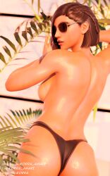 black_body blender blender3d blender_(artwork) blender_cycles blizzard_entertainment breasts female female_focus fit fit_female korra_amari lighting nsfw overwatch overwatch_2 pharah sfw short_hair sunglasses tinted_eyewear wearing_glasses