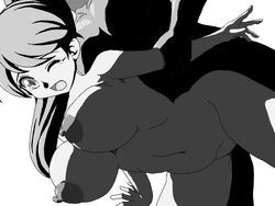 1girls alternate_breast_size breasts female long_hair monochrome nintendo pokemon pokemon_adventures pokemon_rgby ponytail yellow_(pokemon)