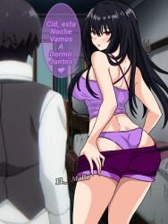 1boy 1girls black_hair brother_and_sister cid_kagenou claire_kagenou el._.mollo imminent_incest imminent_sex kage_no_jitsuryokusha_ni_naritakute! purple_underwear red_eyes spanish_text the_eminence_in_shadow undressing