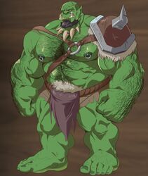 1boy bara body_hair korg_(lustful_desires) lustful_desires male male_only muscular orc pierced_nipples zoroj