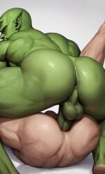 ai_generated anal anus ass balls dragon_ball dragon_ball_super dragon_ball_z gay green_body green_skin lying_on_back male male/male male_only penis piccolo son_goku stable_diffusion yaoi