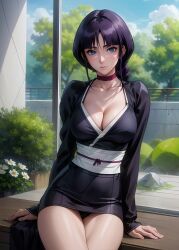 1girls 2d ai_generated aqua_eyes athletic athletic_female bare_shoulders belly big_breasts bleach bleach:_the_thousand-year_blood_war blue_eyes braid breasts chest choker cleavage curvy curvy_figure cute cute_face dark_hair deep_cleavage detailed empty eyelashes female female_only fit fit_female focus high_quality kimono kurotsuchi_nemu legs light-skinned_female light_skin lips lipstick long_hair looking_at_viewer makeup mascara mature medium_breasts midriff naked navel nero100 pale-skinned_female pale_skin perky_breasts posing purple_hair seductive seductive_look shy stable_diffusion thighs