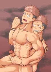 2boys abs age_difference anal anal_sex censored erect_nipples erect_penis erection gay gay_anal gay_male grabbing_penis hand_on_penis itadori_yuuji jujutsu_kaisen male male/male male_only masturbating masturbation muscles muscular muscular_male naked naked_male nipples nude nude_male old_man older_male pecs pectorals penetration pink_hair pink_nipples ryotaro_810 ryoumen_sukuna_(jujutsu_kaisen) sex spread_legs tattoos yaoi younger_male