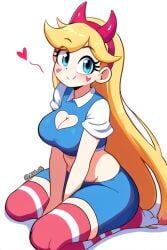 aged_up ai_generated boob_window boobs breasts clothed clothed_female crop_top cute female female_focus female_only imminent_sex large_ass large_breasts large_tits novelai red_leggings red_legwear solo solo_female star_butterfly star_vs_the_forces_of_evil striped_leggings striped_legwear tagme