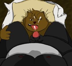 bear brown_fur chubby cum cum_on_face domination furry gay majstervis panda penis sticking_tongue submissive tongue