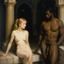 1boy 1girls ai_generated big_penis dark-skinned_male dark_skin female interracial male taprincesserose