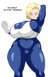 1girls alternate_version_available android_18 blonde blonde_hair blonde_hair_female blue_eyes blue_eyes_female cameltoe cleavage codeyumi curvy dragon_ball erect_nipples female gigantic_breasts huge_areolae huge_ass puffy_nipples short_hair short_hair_female thick_lips voluptuous wide_hips yellow_hair