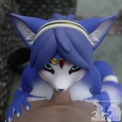 1boy 1girls 3d animated anthro anthro_on_human anthro_penetrated bedroom_eyes big_penis blue_eyes blue_hair breasts fellatio female female_on_human human human_on_anthro krystal krystal_(dogzeela) male male/female male_on_anthro mp4 niki3d nintendo oral penis pov sound star_fox tagme video