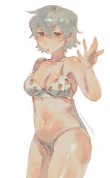 blush body_blush bra canon_genderswap cleavage cloudyqchan colored_sketch female female_only genderswap_(mtf) ginko_sakata gintama gintoki_sakata half-closed_eyes looking_at_viewer medium_breasts panties red_eyes rule_63 shiny_skin short_hair solo strawberry_print waving white_bra white_hair white_panties