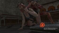 3d claire_redfield dirty_skin doggy_style from_front_position kennyisnsfw licker_(resident_evil) male monster penis rape resident_evil resident_evil_2 wet_skin