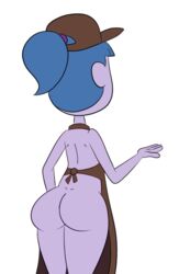 ass big_ass big_city_greens blue_hair dat_ass disney disney_channel female gloria_sato naked_apron purple_skin scobionicle99 solo