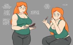 bbw bbw_mom english_text ex-girlfriends_mother food_stains negative_inspiration red_hair ribs